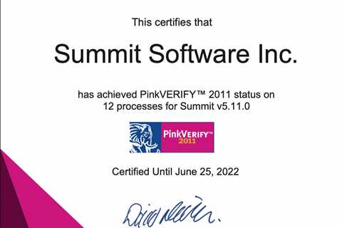 Symphony SummitAI receives PinkVERIFY(tm), 2011 Certification on TAHOE