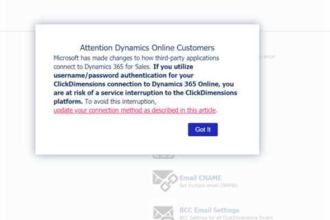 Get your ClickDimensions authentication updated today!
