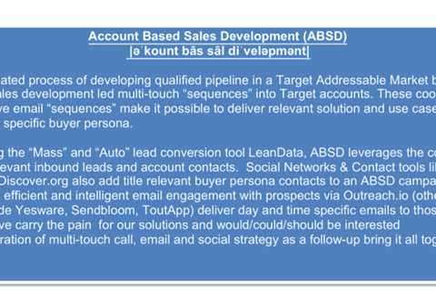Account-Based Sales Development: A New Methodology for Lead Execution and Target Outbound. Pipeline ..