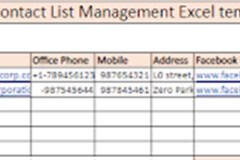 Excel Template for Contact Management